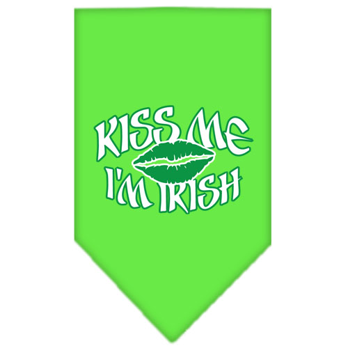 Kiss me I'm Irish Screen Print Bandana Lime Green Small